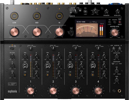 Professionele AlphaTheta EUPHONIA Professional 4-Channel Rotary Mixer - Black