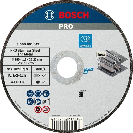 Bosch Accessories 2608601513 Doorslijpschijf recht 150 mm 22.23 mm 1 stuk(s)