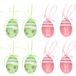 Oeufs de Pâques décoratifs à suspendre - 12x pièces - vert/rose - polystyrène expansé - 6 cm