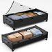 Boîtes de rangement sous le lit, set de 2, bois, transparent
