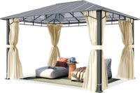 TOOLPORT Tuinpaviljoen 3x4 m, aluminium, polycarbonaat dak ca. 8 mm, beige - met zijwanden en muggennetten