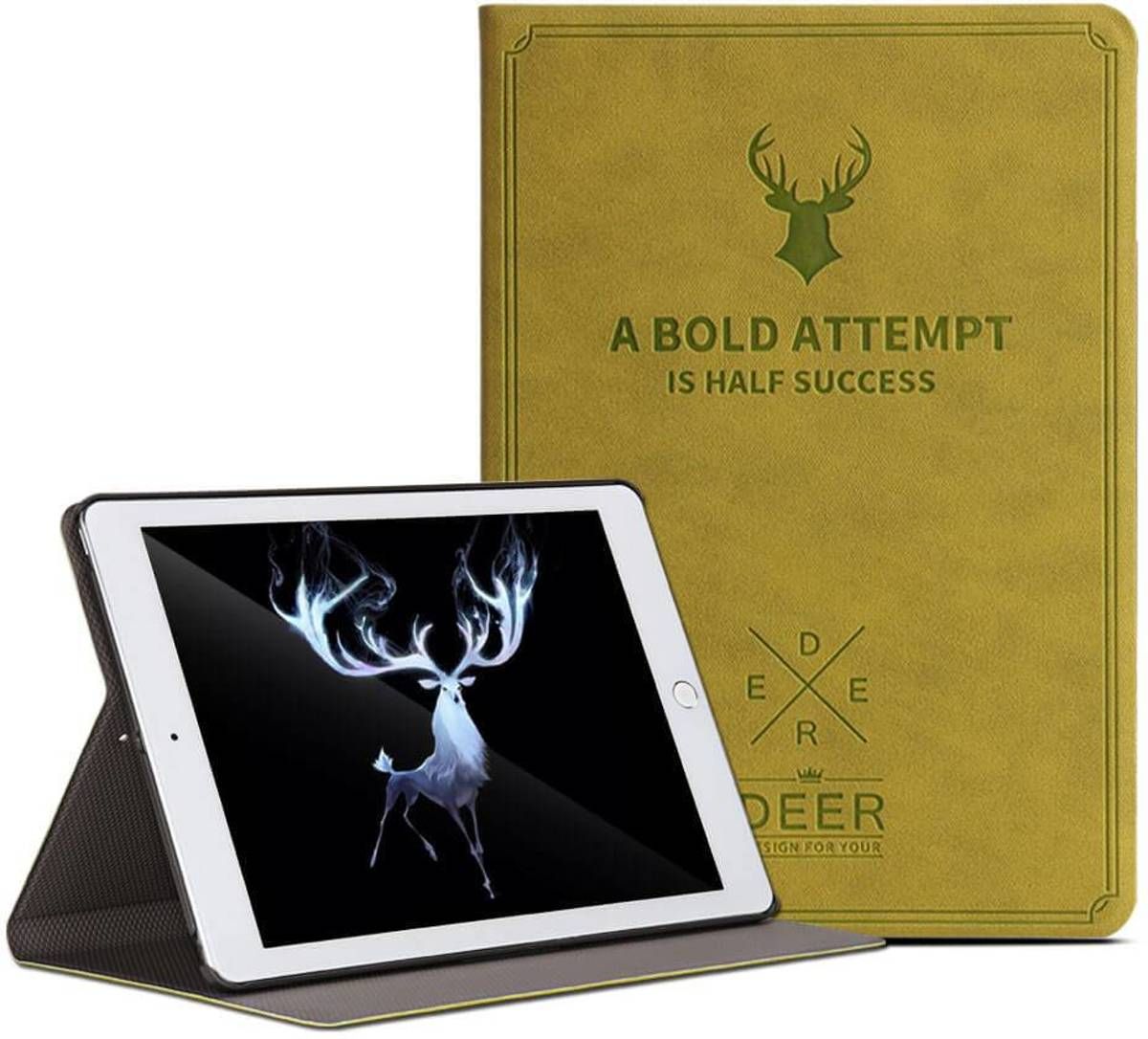 iPadspullekes iPad hoes 2017 leer lime groen - 8718969201315