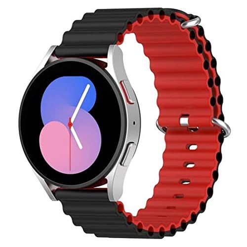 By Qubix Qubix - Compatible met Garmin Vivoactive 3 - Ocean Style bandje - Zwart/rood - Bandbreedte: 20mm