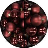 Kaemingk B.V. Boules de Noël plastique - 28x pièces - brun acajou - 4 et 6 cm
