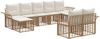 vidaXL - Bank loungeset - 9 zitplekken - Polyester - Natuurlijk en crème wit