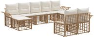 vidaXL - Bank loungeset - 9 zitplekken - Polyester - Natuurlijk en crème wit
