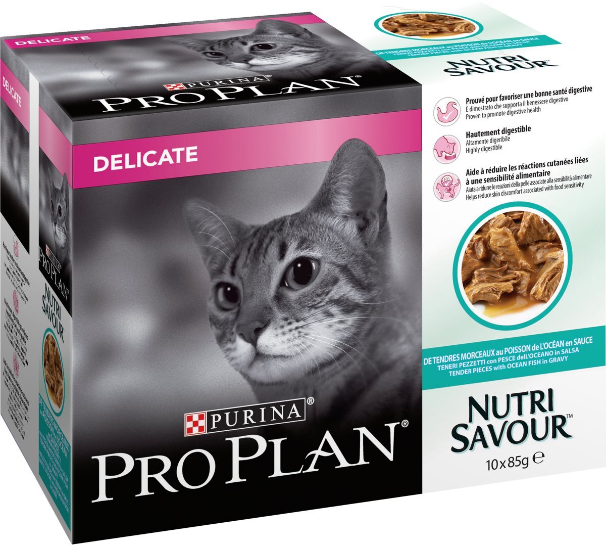 PRO PLAN Delicate Kalkoen 85 gram zakjes kattenvoer Per 10