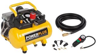 Powerplus POWX1724S Compressor - 8 bar - 6 liter tankinhoud - Inclusief accessoires