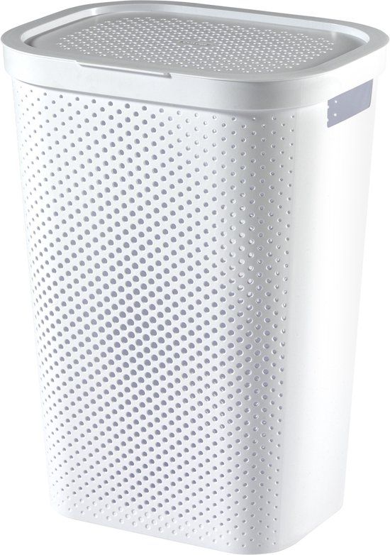 Curver Infinity Recycled Dots Wasmand met deksel - 60L - Wit