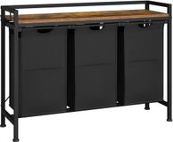 PolderGoods Panier à linge - 3 compartiments – Trieur de linge extensible – Boîte à linge Métal – Noir