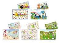 HERMA 19694 Bureauonderlegger, kleuterschool, vrienden, assortiment, 10 stuks, afwisbare kinderschrijfonderlegger van karton, 55 x 35 cm, dubbelzijdig motief, tafelonderleggers, set voor meisjes en