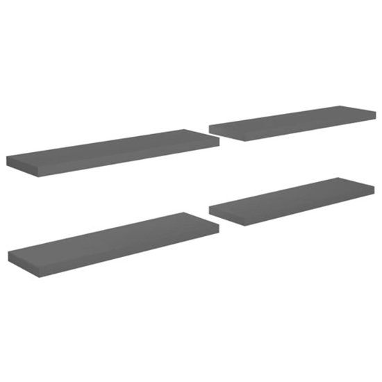 vidaXL Wandschappen - zwevend - 4 stuks - 90x23,5x3,8 cm - MDF - hoogglans grijs