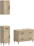 vidaXL - 3-delig - badkamerkast - set - HAARLEM - Sonoma - Eiken - Bewerkt - hout