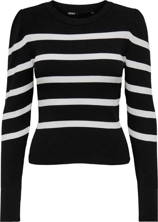 ONLY ONLSALLY L/S Puff Pullover Knt Noos - Black/w. Cloud - S