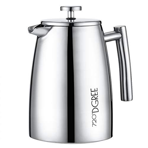 720°DGREE French Press "Sunrise" - 1Liter | Premium Roestvrij Stalen Koffie & Thee Maker met permanent Filter | Elegante Dubbelwandige Geïsoleerde Cafetière voor 4 tot 8 koppen vers gezette koffie