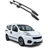 OMAC Fiat Barres De Toit Longitudinales Pour Fiat Fiorino Qubo 2008-2022 Aluminium Noir