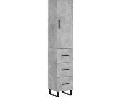 VidaXL Hoge kast 34,5x34x180 cm bewerkt hout betongrijs