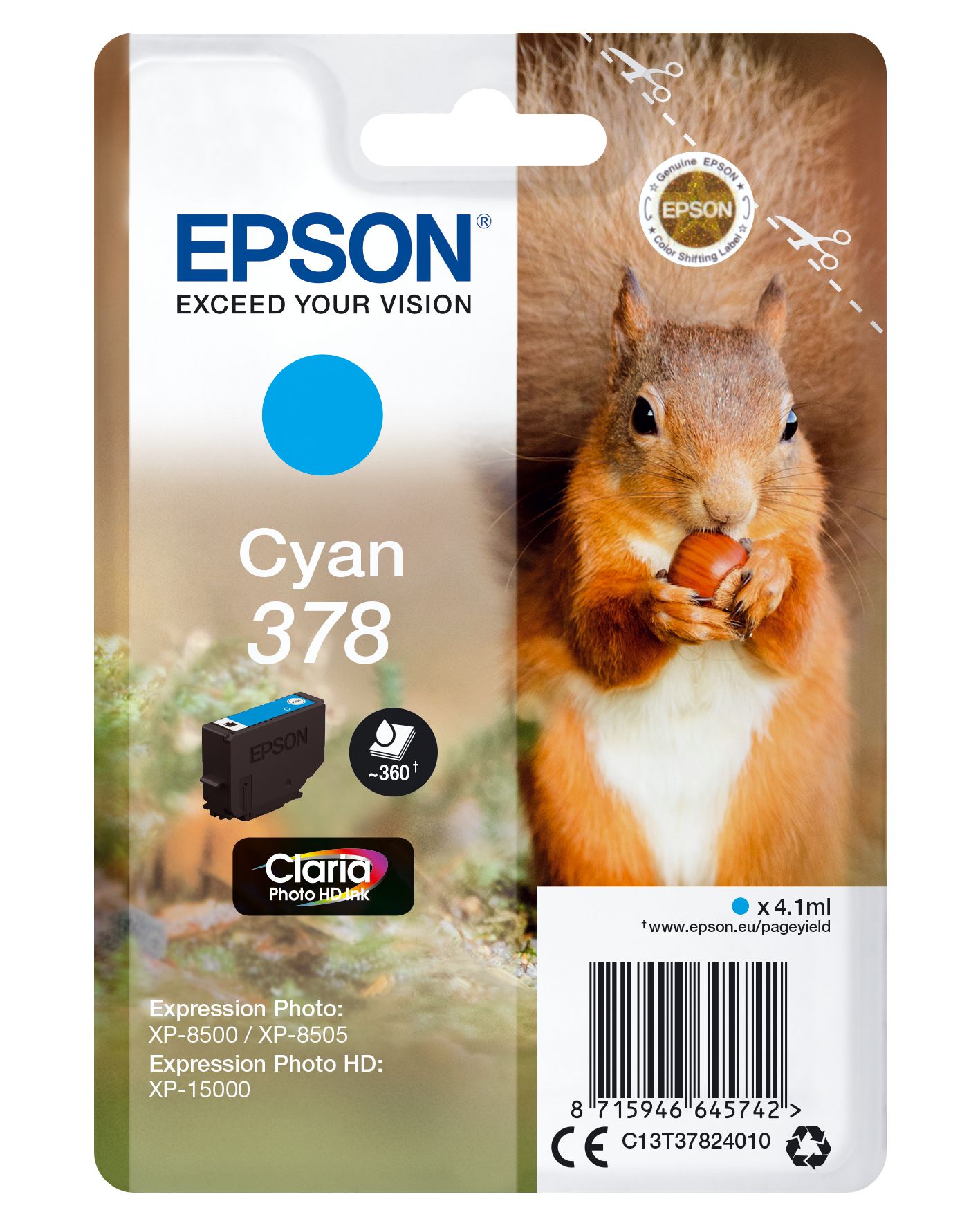 Epson 378 Cyan Ink Cartridge - Original - C13T37824010