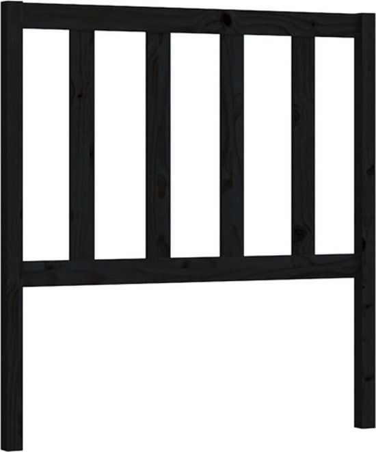 vidaXL Hoofdbord - 106x4x100 cm - Massief Grenenhout - Zwart