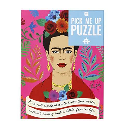 Talking Tables Kleurrijke Frida Kahlo Portret Quote Puzzel & Poster, Geïllustreerd, Regenachtige Dag, Thuis, Lockdown, Verjaardagscadeau, kerstcadeau, Roze, 500 stukjes