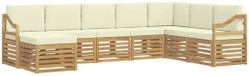 vidaXL Ensemble de canapé d'extérieur 8 pièces Blanc et crème Polyester