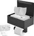 Unyqoos® Porte-rouleau de papier toilette noir mat avec étagère et distributeur de lingettes humides
