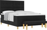 vidaXL Boxspring bed met hoofdeinde Zwart 140 x 190 cm Stof