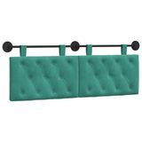 vidaXL Hangend hoofdbord Met LED-verlichting Turquoise Fluweel