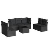 VidaXL Loungeset met kussens, poly rattan, zwart