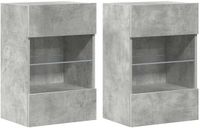vidaXL Wandkasten met LED-verlichting voor tv, 2 stuks, 40x30x60,5 cm, betongrijs