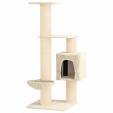 vidaXL Arbre à chat avec poteaux à gratter en sisal Crème 137 cm