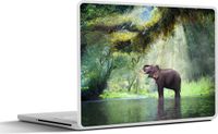 Merkloos / Sans marque TheKeyMeister B.V. Laptop sticker - 13.3 inch - Jungle - Olifant - Water - 31x22,5cm