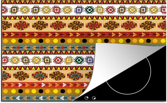 KitchenYeah® Inductie beschermer 77x51 cm - Maya - Patroon - Latijns Amerika - Inductie kookplaat accessoire