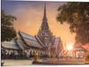 Merkloos / Sans marque Dibond - Mooi Kasteel met Zonsondergang in Thailand - 80x60 cm Foto op Aluminium (Wanddecoratie van metaal)