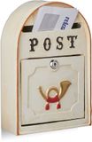 Merkloos Relaxdays Antieke posthoorn brievenbus Western vintage stijl metaal beige
