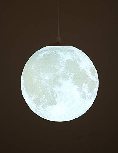 KRUIHAN 3D Print Led Maan Lamp Hang Plafondlamp Maan Licht Nachtlampje voor Kinderkamer Restaurant Slaapkamer Woonkamer 30CM