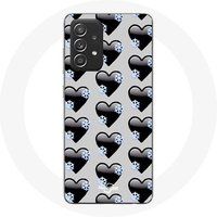 Maniacase Hoesje voor Samsung Galaxy A52 zwarte hartjes achtergrond
