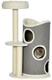 StarTech Kartonnen krabpal voor katten - Krabpaal met kattenbed en krabgedeelte - Sisal - Pluche - Wit en grijs