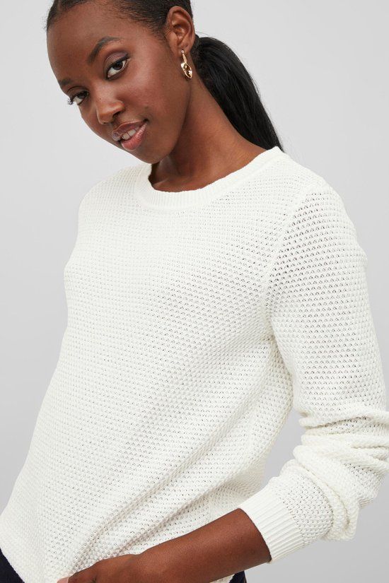 Vila Vidalo O-neck L/s Knit Top - White Alyssum - L