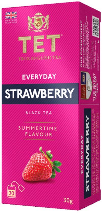 True English Tea Zwarte thee Everyday Strawberry, 20 st.