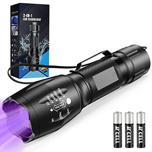 MOWETOO 2-in-1 UV-lamp, zaklamp, led-zaklamp, blacklight en wit licht, ultraviolette zaklamp 395 nm, 4 modi, bankbiljettendetector, hondenurine accessoires