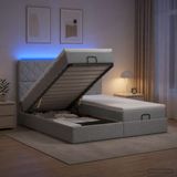 vidaXL Lit plateforme avec matelas et LED gris clair 200 x 200 cm tissu