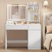 VASAGLE Table de maquillage avec miroir LED, 9 lampes, 2 tiroirs, 3 compartiments | Vanity Make-up, 110 x 40 x 138 cm, luminosité réglable, meubles de chambre, blanc nuage, collection KAILYN RDT634W01