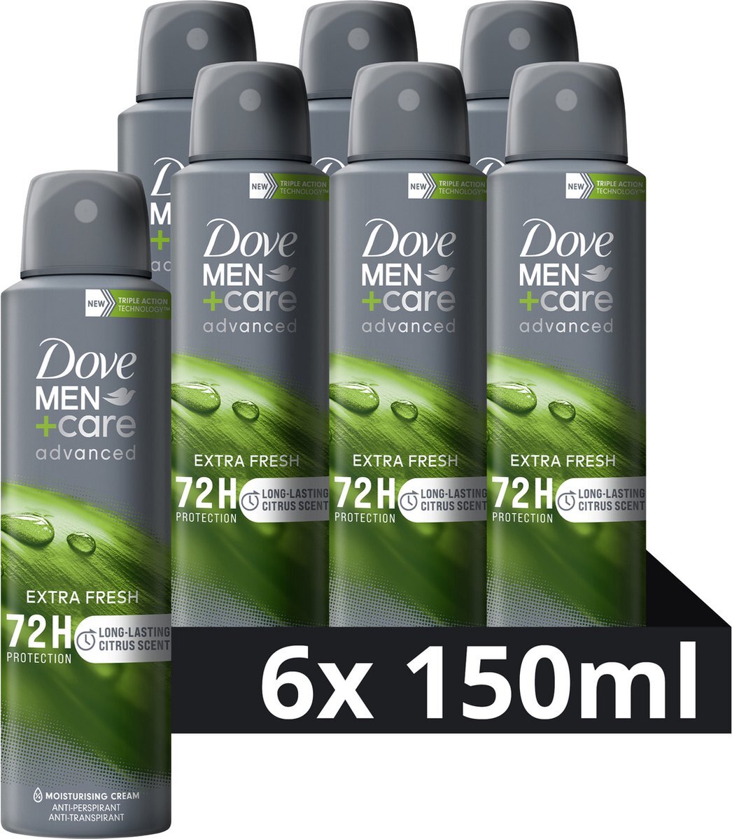 Dove Men+Care Advanced Extra Fresh Anti-Transpirant Deodorant Spray - 6 x 150 ml - Voordeelverpakking