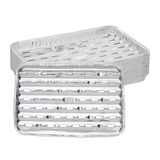 Relaxdays aluminium bakjes, set van 25, BxD: 34x22 cm, bbq schaaltjes, gaatjes, max. 260°C, voor barbecue & oven, zilver
