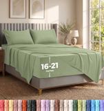 Utopia Bedding Queensize lakenset - Zachte microvezel 4-delige luxe lakens met diepe zakken - geborduurde kussenslopen - hoeslaken in zijvak - plat laken (salie)
