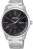 Seiko Solar SNE527P1 Herenhorloge - 40 mm - Zwart - Zilverkleurig