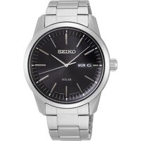 Seiko Solar SNE527P1 Herenhorloge - 40 mm - Zwart - Zilverkleurig