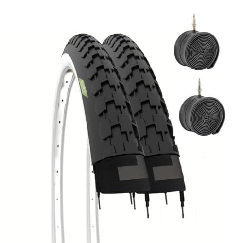 2 wieldoppen 26 x 1 1/2 (40-584) + kamers, wit, zwart, van rubber, voor vintage fiets, Nederland