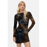 Desigual korte jacquard jurk met print - meerkleurig
